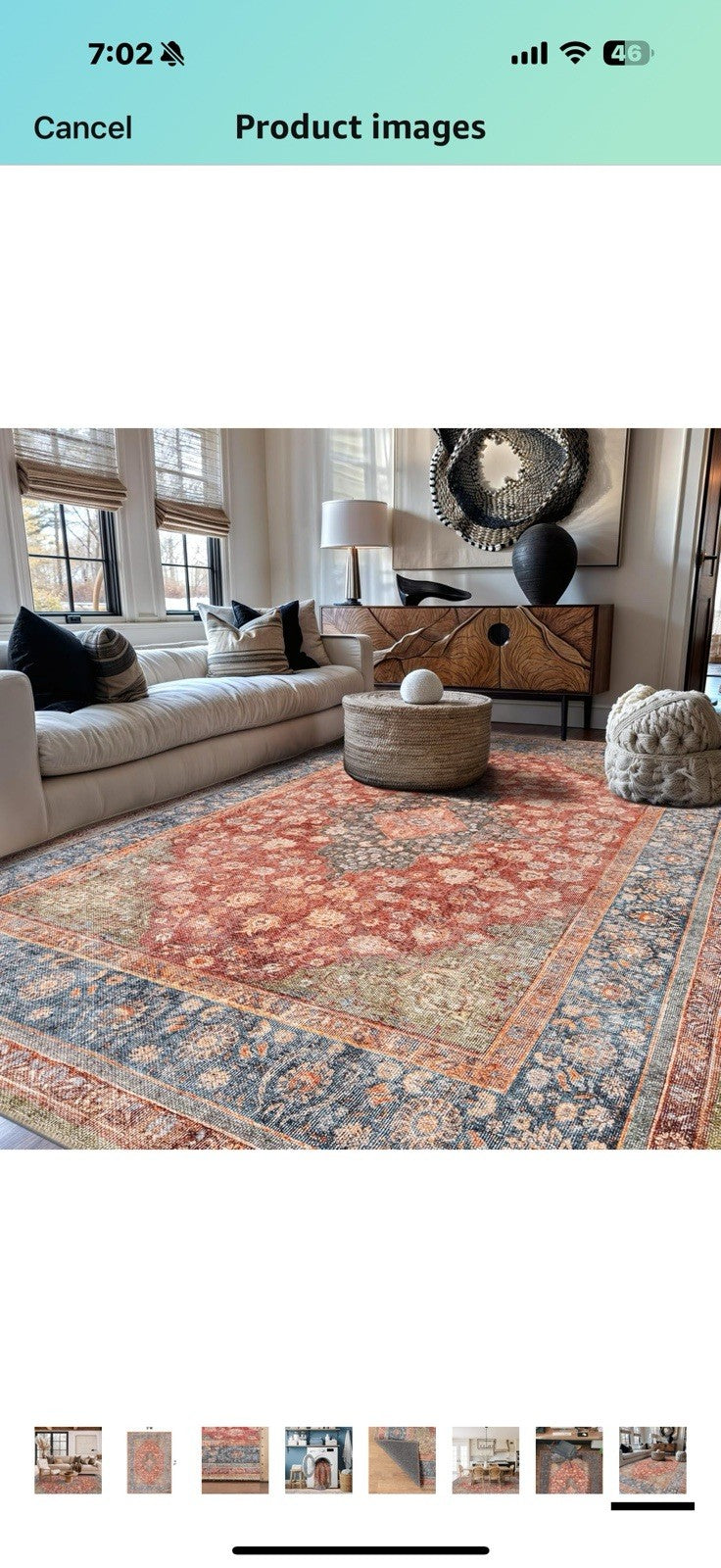 Rugshop Noelle Red Medallion Floral Area Rug – Machine Washable, Non-Slip 