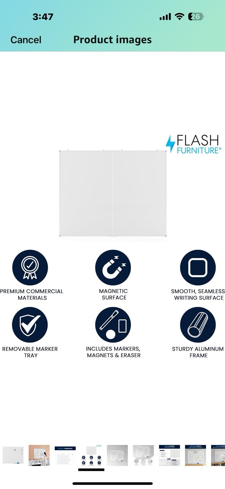 Flash Furniture Hercules Commercial Magnetic Dry Erase Board, Aluminum 