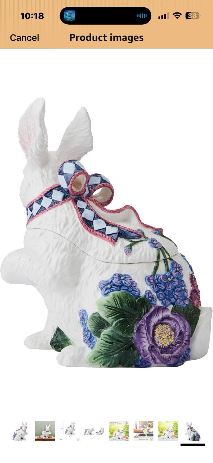 Fitz and Floyd Jardin Rabbit Bunny Easter Countertop Cookie Storage 