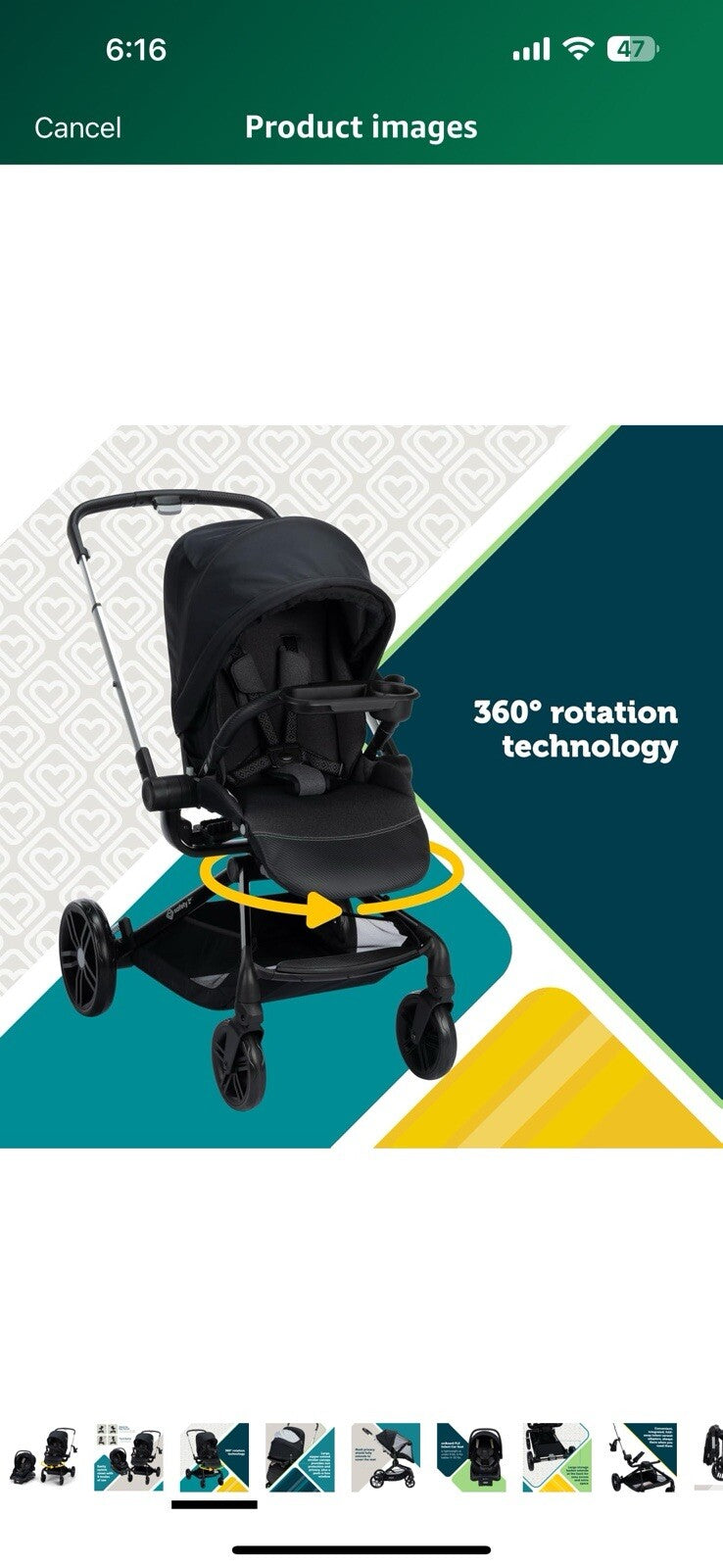 Safety 1ˢᵗ® Turn and Go™ 360° Rotating Modular Travel System, Shade
