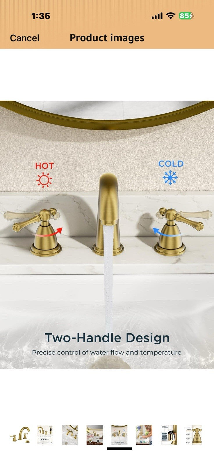 FORIOUS Brushed Gold Faucet for Bathroom Sink 3 Hole, 8 Inch Widespread