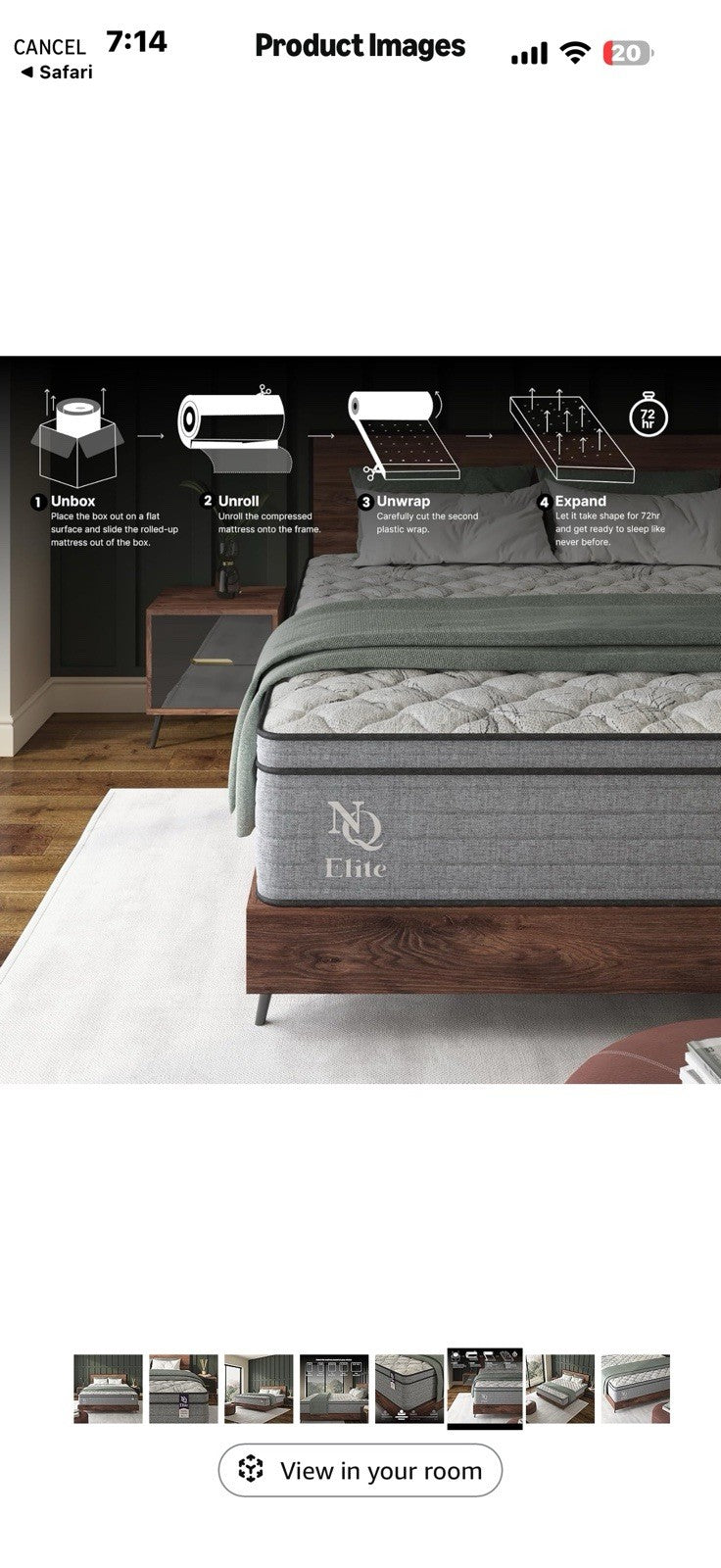 NapQueen Elite Series Machka Twin Size Mattress, 10 Inch Cooling Gel Memory