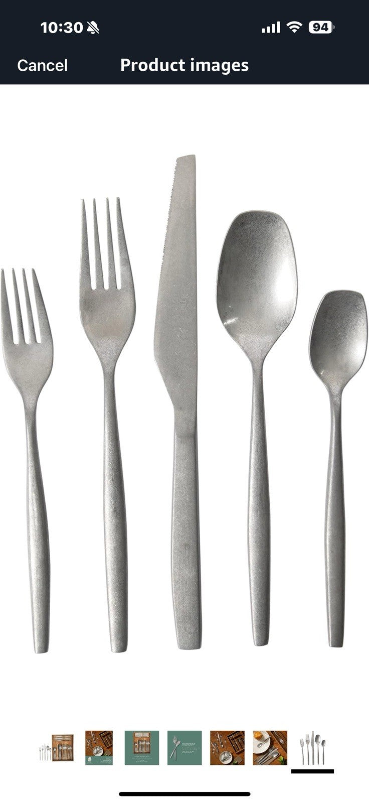 20 Piece Stone Washed Flatware 18/10 Stainless Steel Silverware