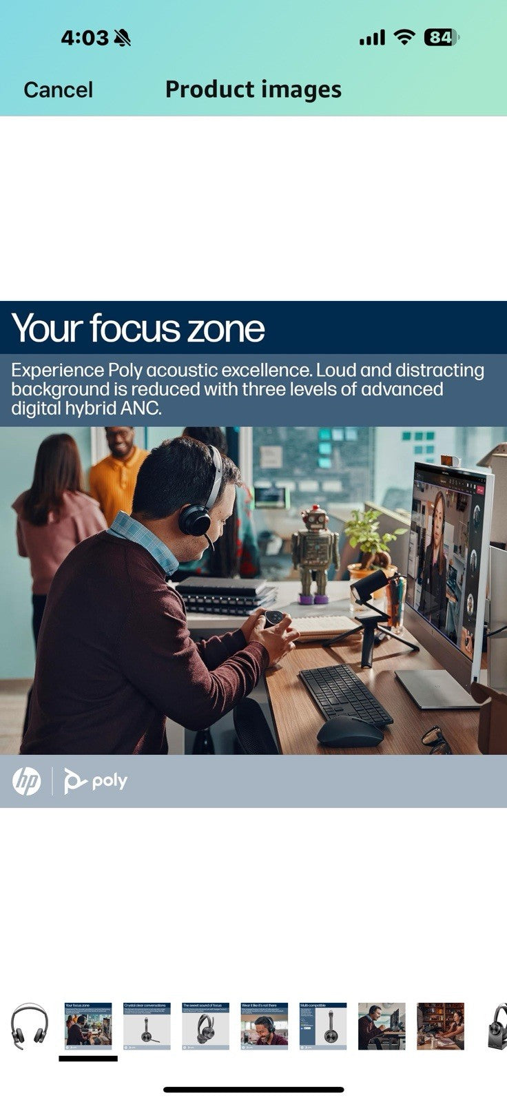 POLY Voyager Focus 2-M USB-C-C Headset USB-C/A Adapter Charging 