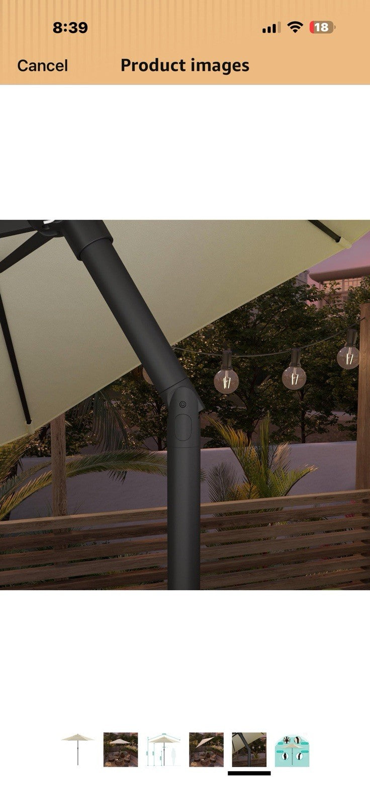Sunline 9 ft Patio Umbrella with Crank & Push Button Tilt, Outdoor Market