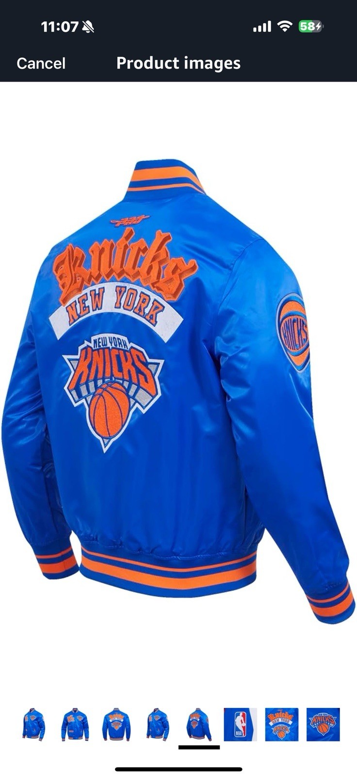 Mens NBA Best Of Satin Jacket New York Knicks Large 