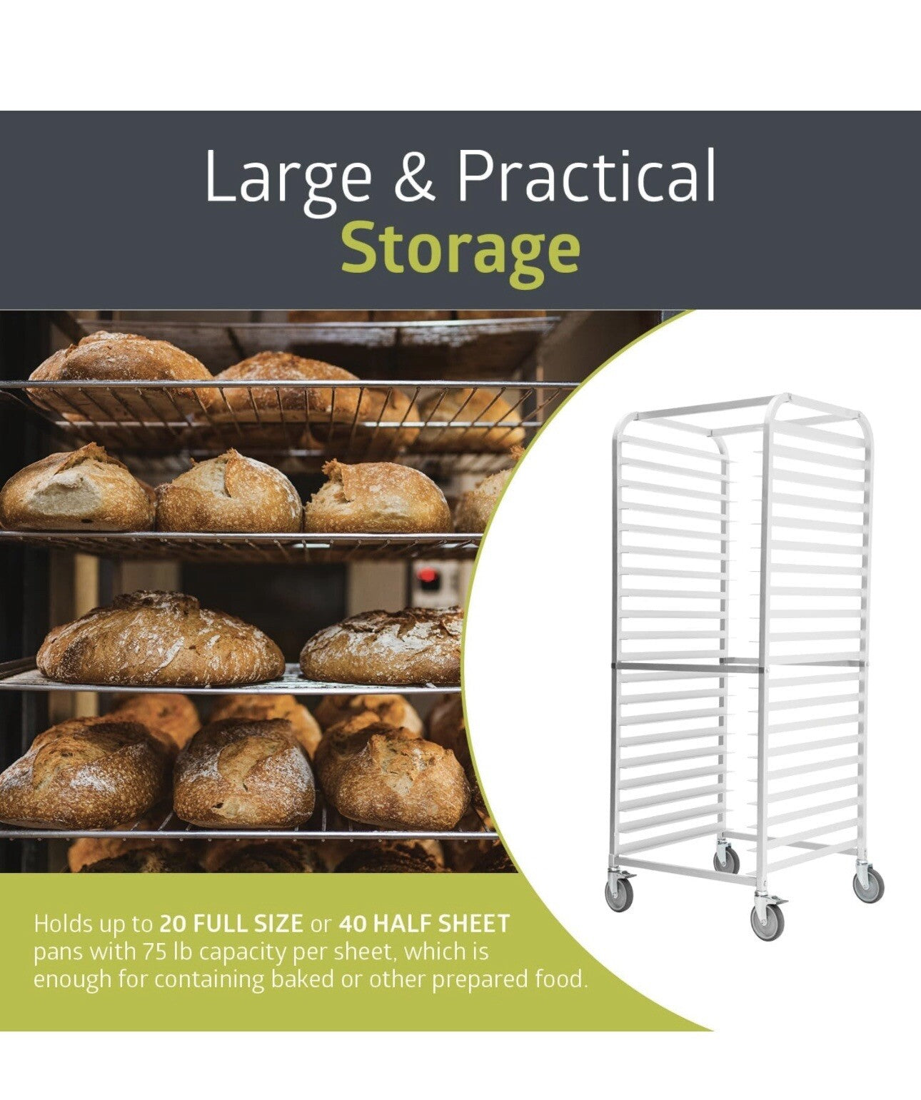 Pearington  Commercial Bun Pan Bakery Rack - 20 Sheet 25.94" L x 19.96" W