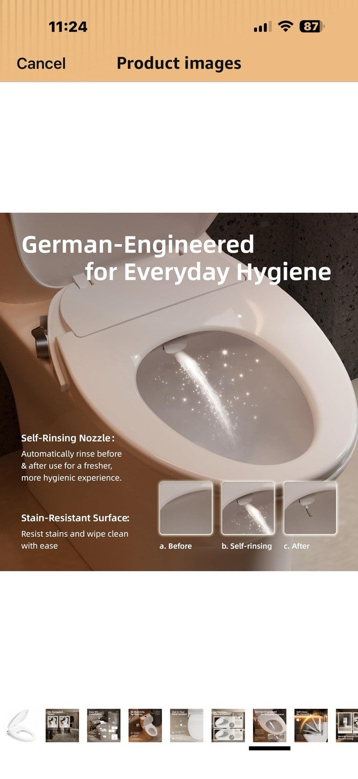 BRAVAT® Non-Electric Bidet Toilet Seat Elongated, Fresh Water Wash