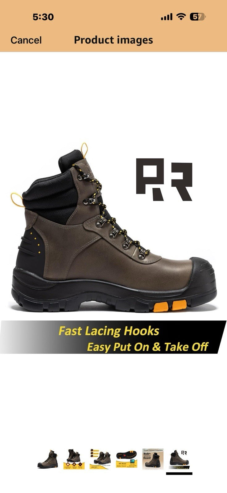 ROCKROOSTER Waterproof Composite Toe Work Boots for Men, 6" Lightweight