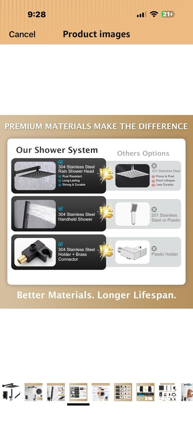Rainfall Shower System Set, 12'' Matte Black Wall Mounted Square 