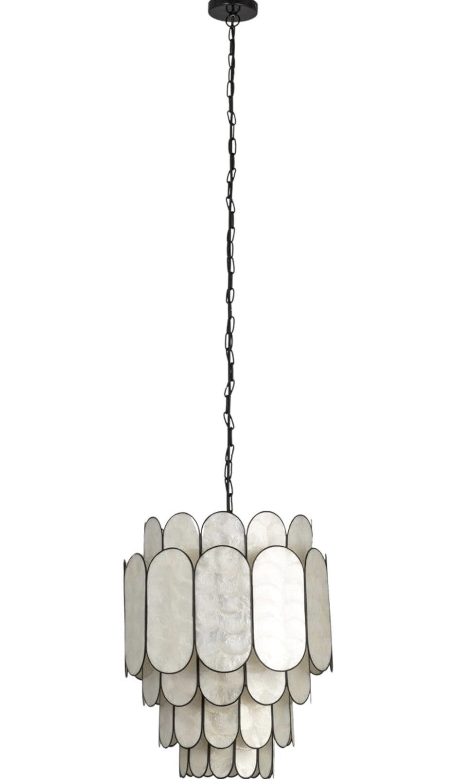 Creative Co-Op EC1685, Black Laminated Capiz Tiered Chandelier