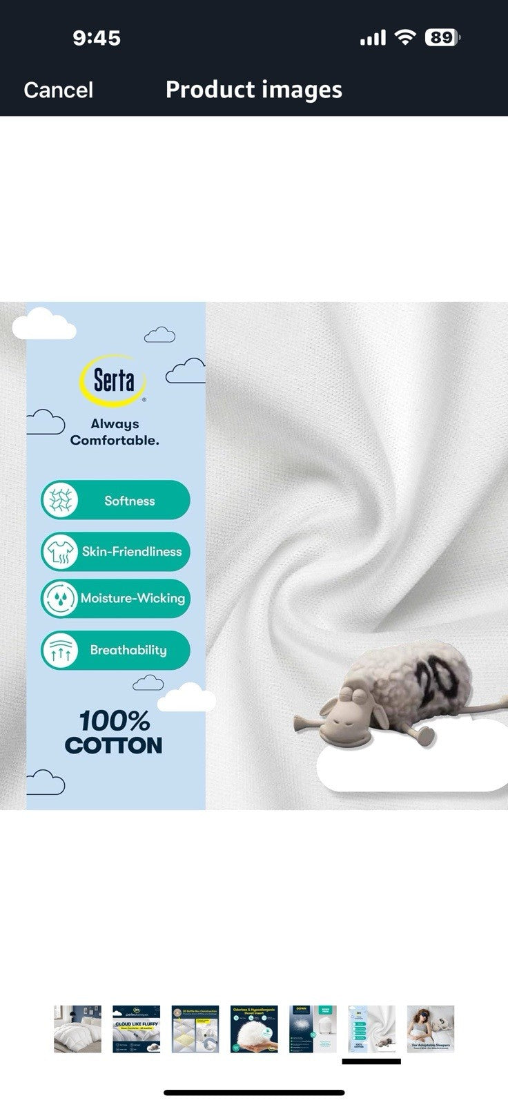 Serta All Season European Down Comforter Queen Size,100% Cotton
