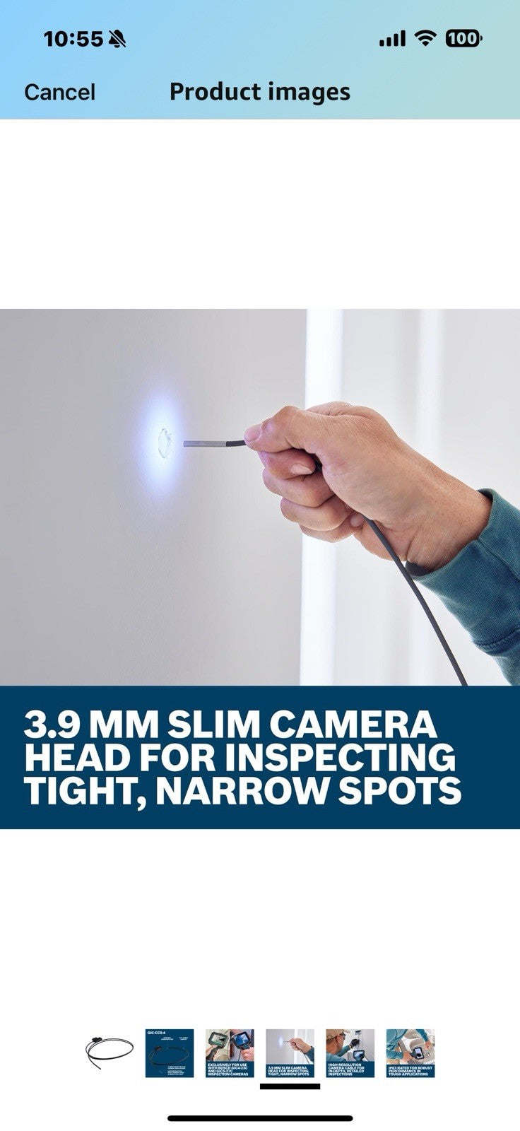BOSCH GIC-CC5-4 Inspection Camera Cable - 5 Ft, High-Resolution, IP67