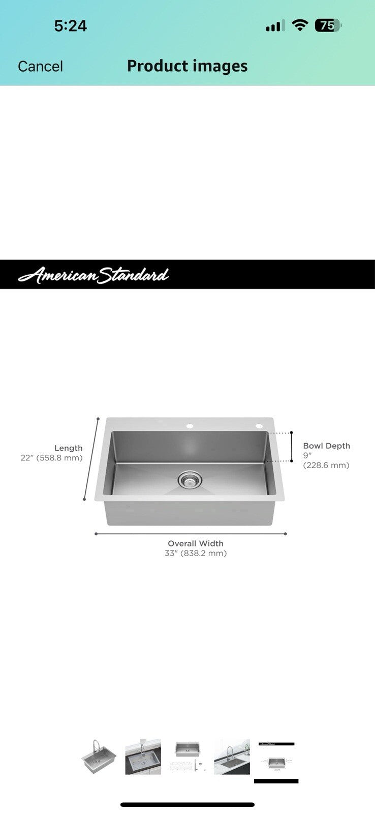American Standard 18SB.9332282C.075 Culver 33 x 22-Inch Kitchen Sink