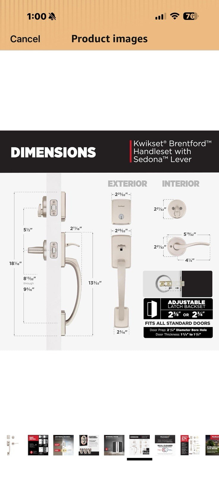 Kwikset Brentford Front Door Lock Handle and Deadbolt Set,: With Deadbolt