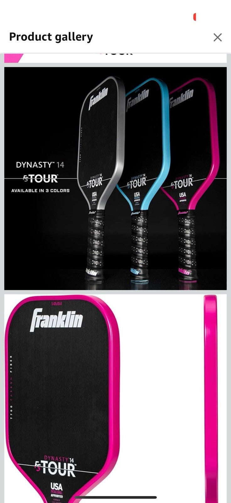 Franklin Sports Pro Pickleball Paddle Set - FS Tour Series Carbon Fiber 