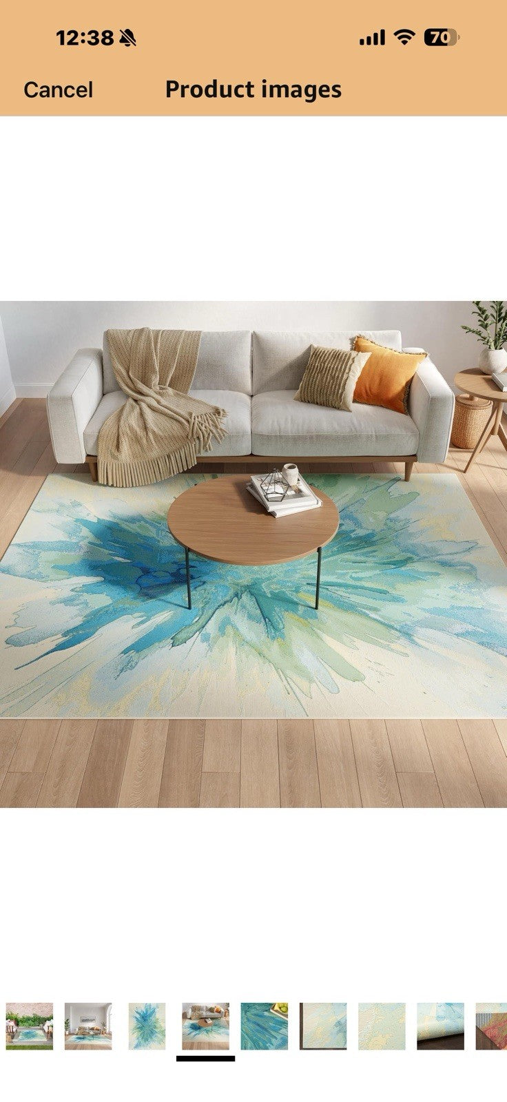 Nourison Home Color Splash Ivory Blue 5'3" x 7'3" Area Rug - Easy Clean, 