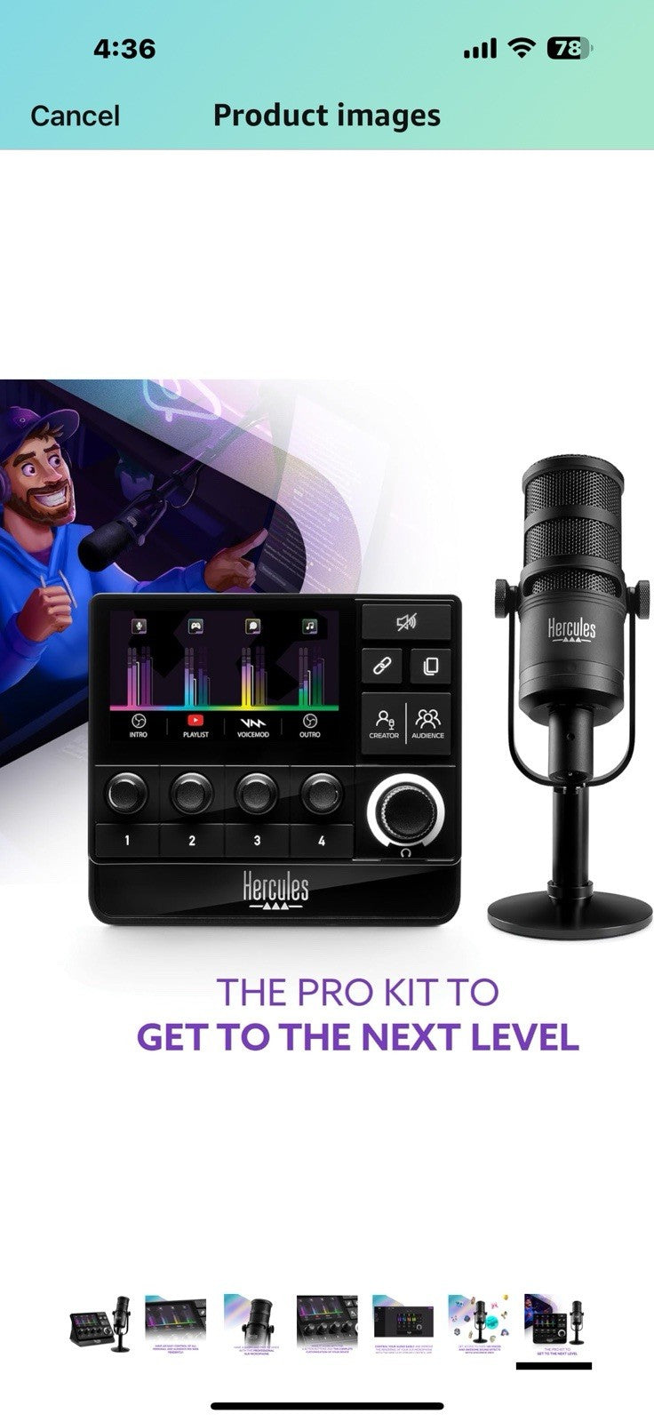 Hercules Stream Essentials Kit, Includes Stream 200 + Microphone HXD-700 