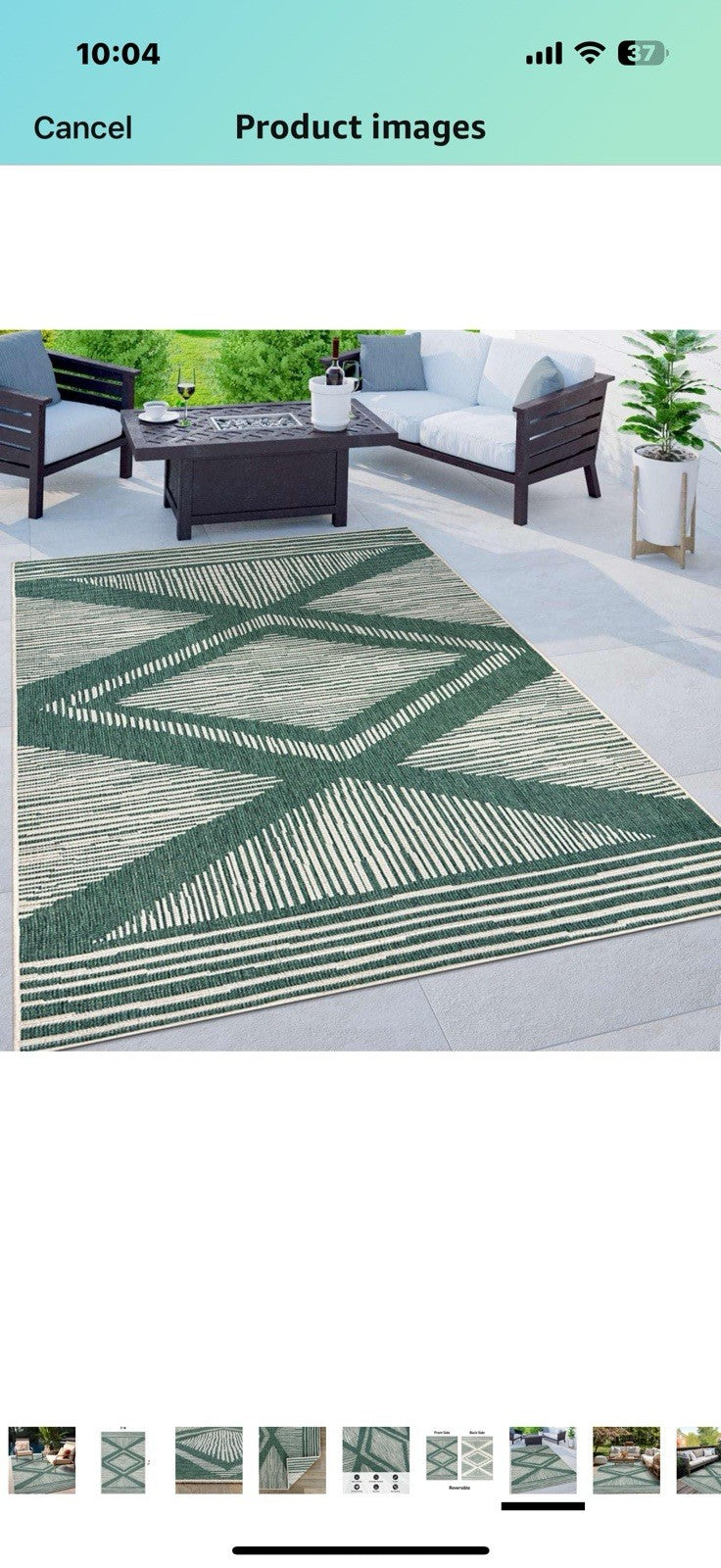 Rugshop Contemporary Geometric Stripe Weather Resistant Reversible