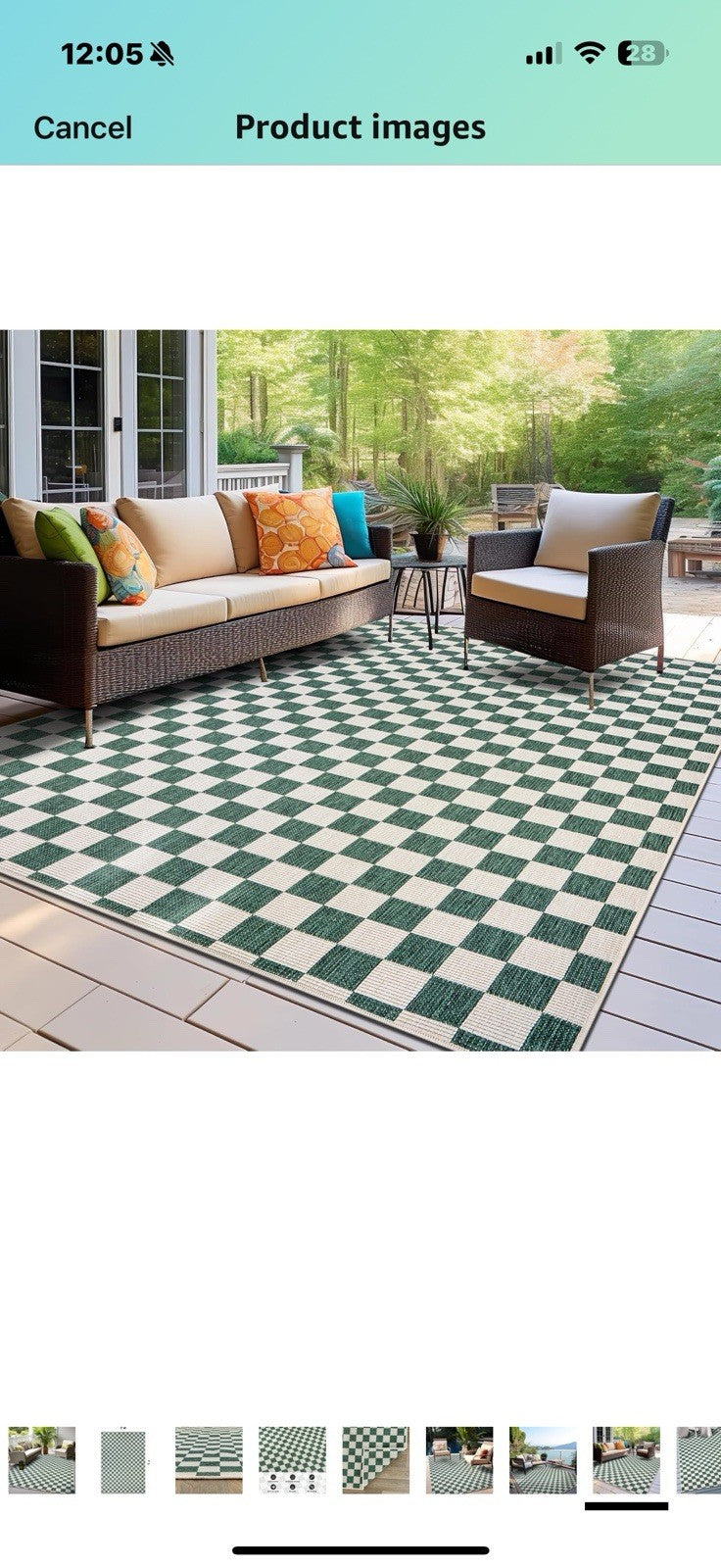 Rugshop Contemporary Checkered Weather Resistant Reversible Indoor/
