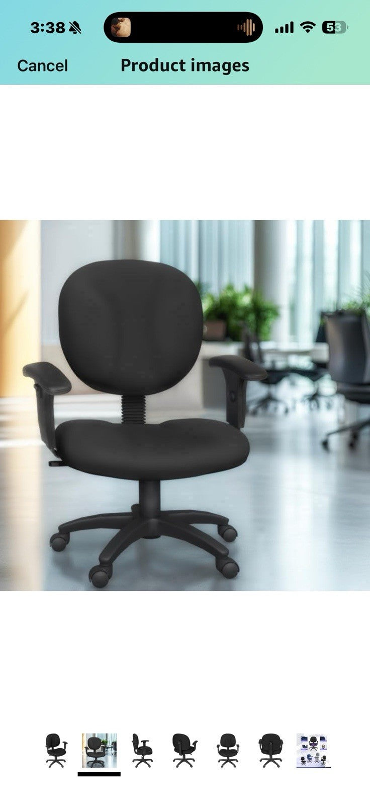 Romig Comfort Series Swivel Fabric Computer Task Chair with Adjustable Arms
