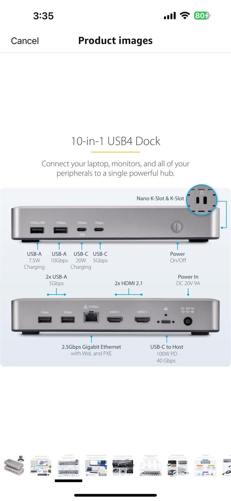 StarTech.com USB-C Docking Station (10-in-1, USB4), Up to 100W Charging