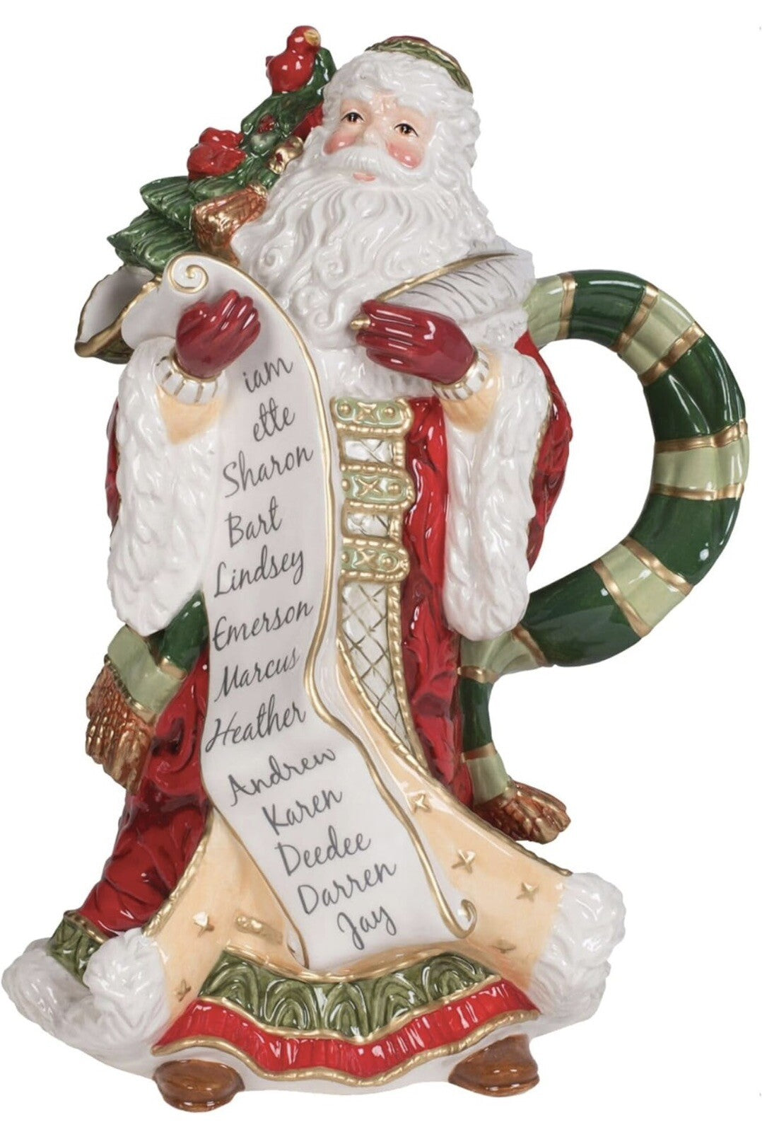 Fitz and Floyd Holiday Home Festive Santa Pitcher Figurine, 11.75 inch