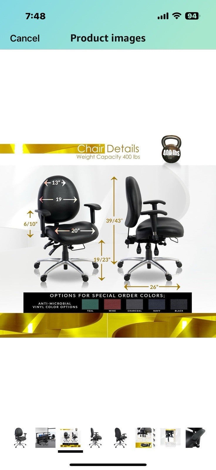 Romig Conley 24/7 Vinyl Office Chair Big & Tall 400lb Max Weight,
