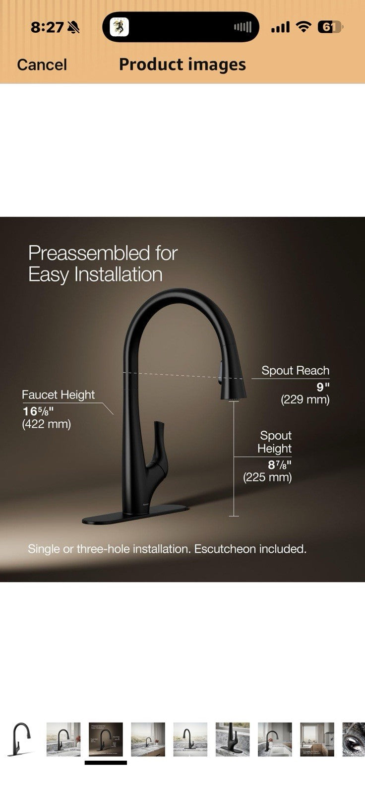 KOHLER R43210-BL Bevin™ Pull-Down Kitchen Sink Faucet with Two-Function