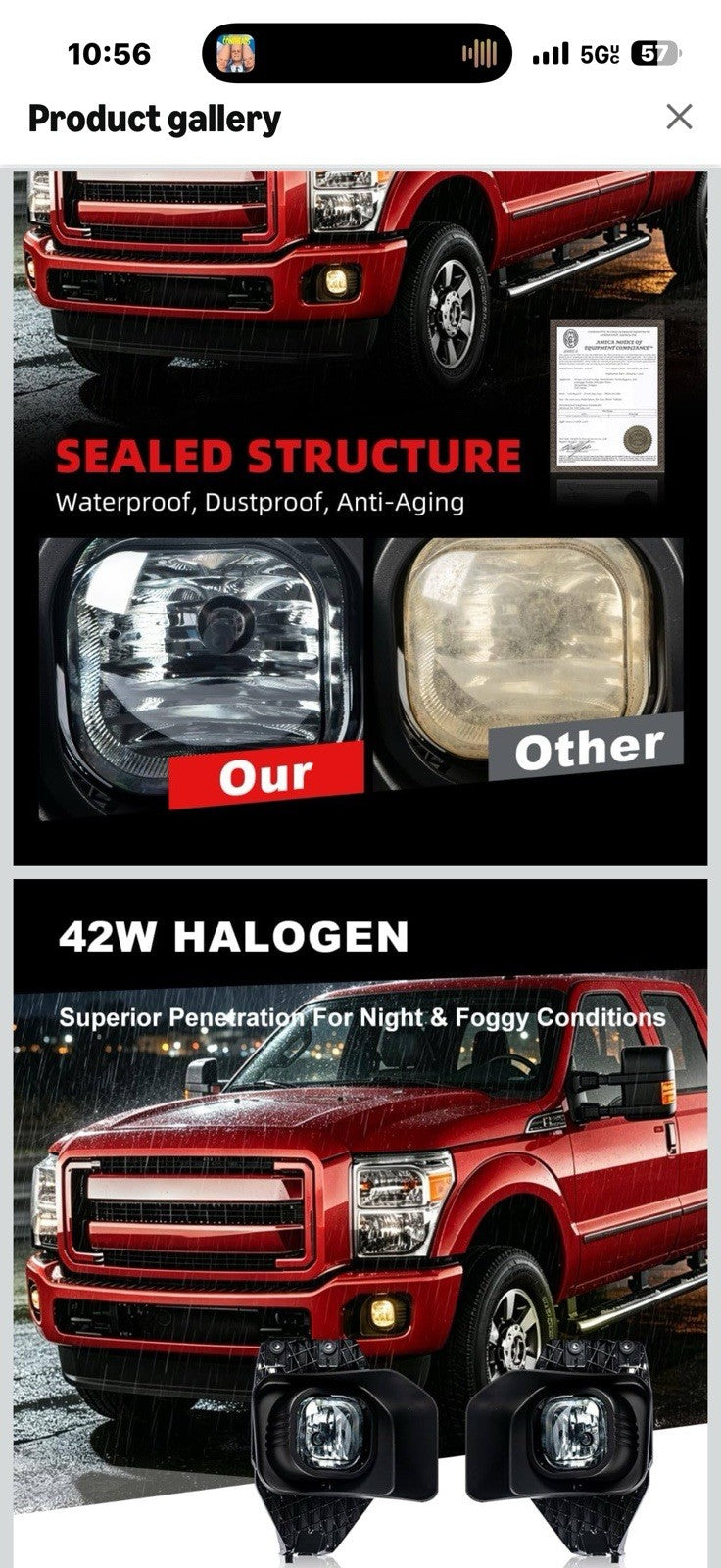 Front Smoky Lens Fog Light, Compatible with 2011-2016 Ford F250 F350