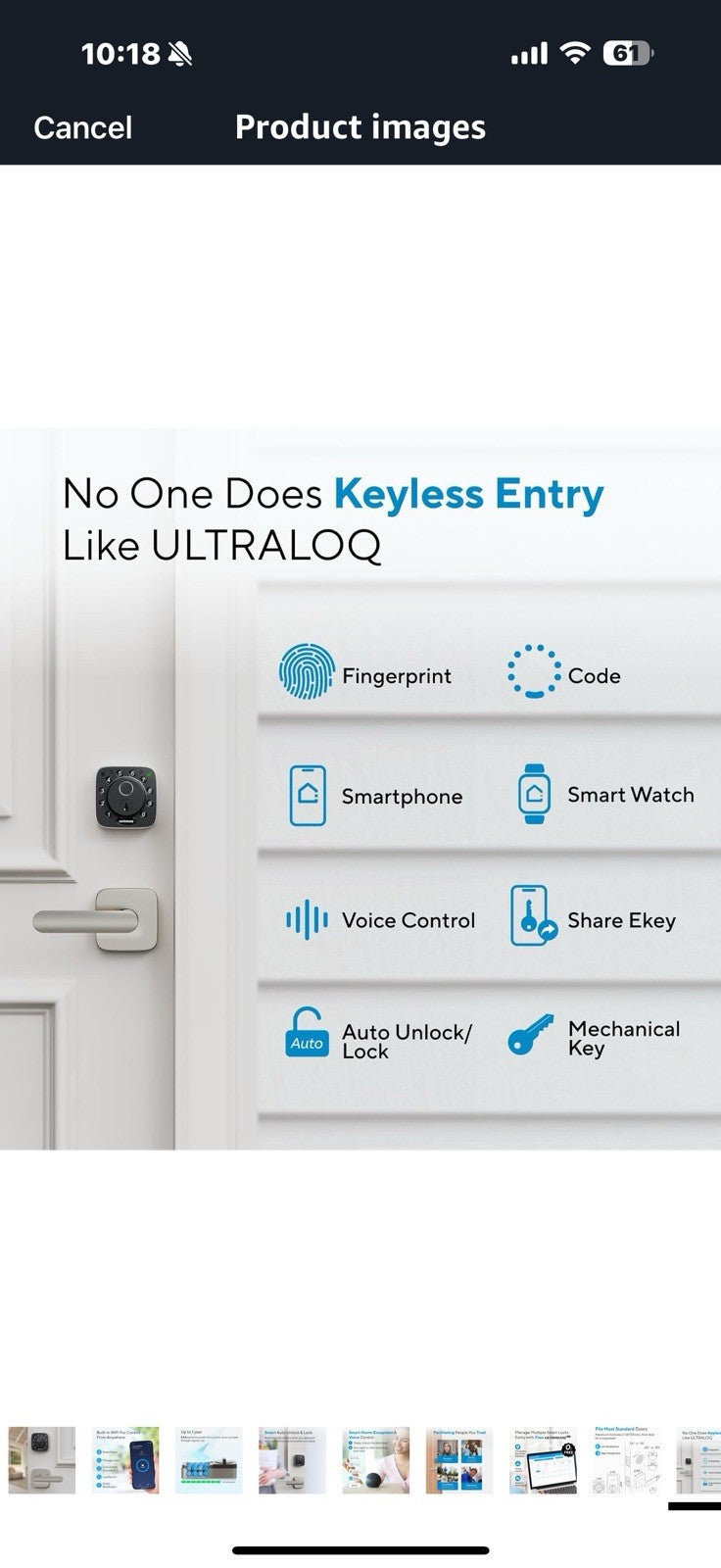ULTRALOQ Bolt Fingerprint Smart Lock with Handle Lever Set, Built-in 