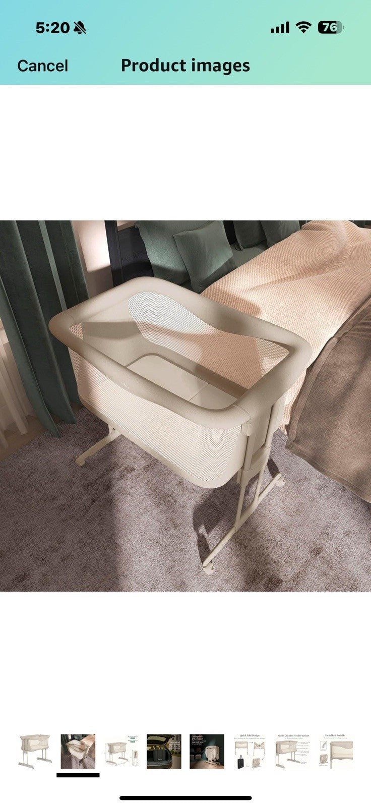 Evolur Kinsley Bedside Bassinet – Quick Fold, Breathable Mesh Sides, 