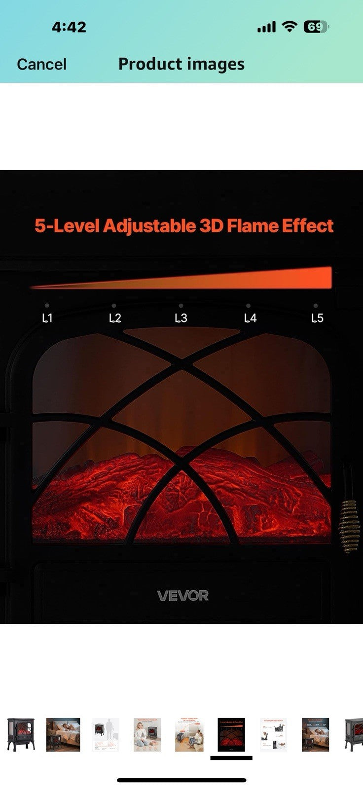VEVOR 25.5inch Freestanding Fireplaces, 1500W 5120BTU Portable Electric