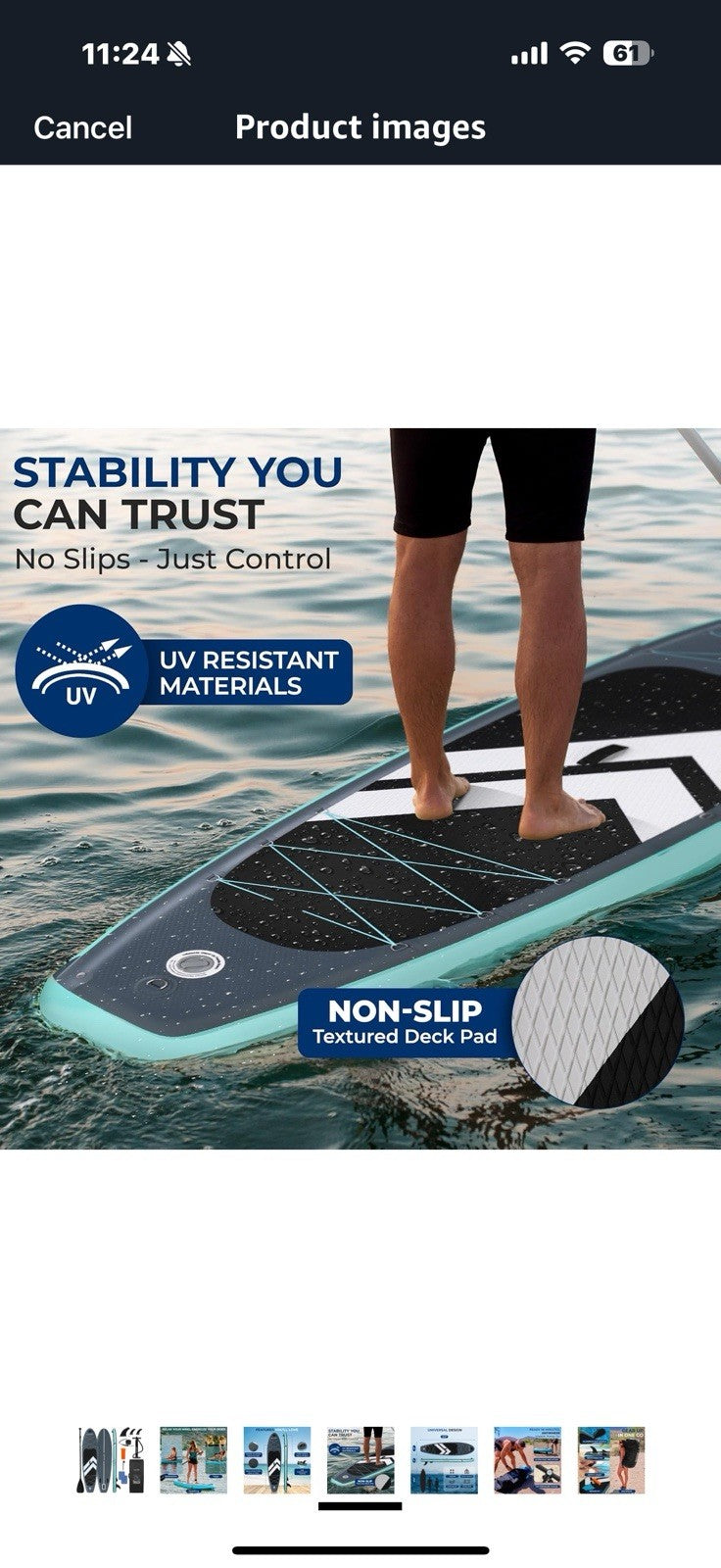 SereneLife 10’6” Inflatable Stand Up Paddle Board with Premium SUP Accessories