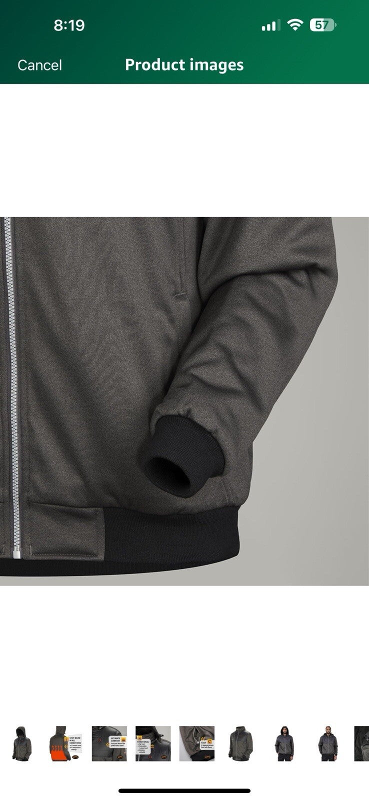 Pioneer Men's Heated Fleece Hooded Jacket with Detachable Hood - XL