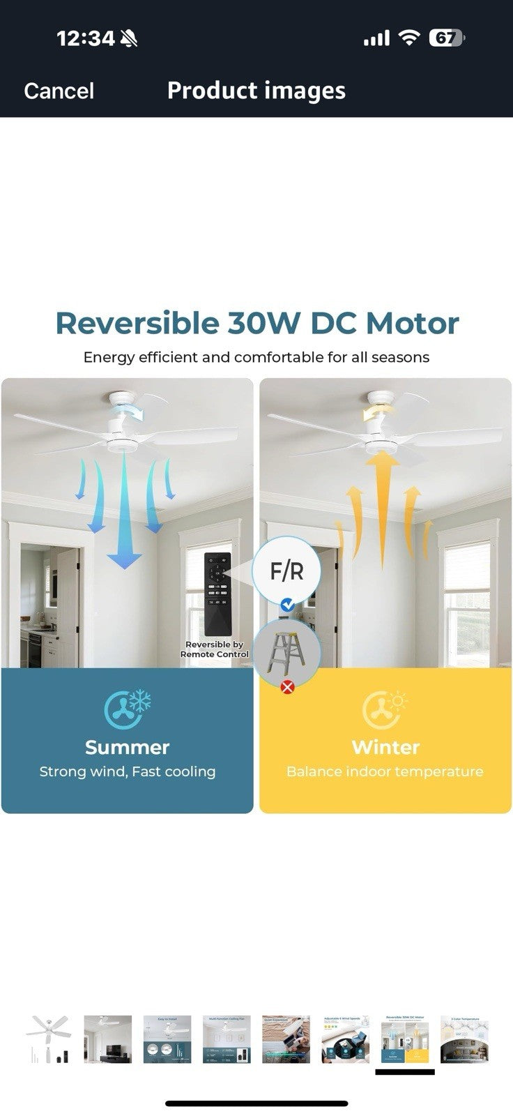 ZAFRO 52" Downrod Mount Ceiling Fan with Light & Remote – 6-Speed 