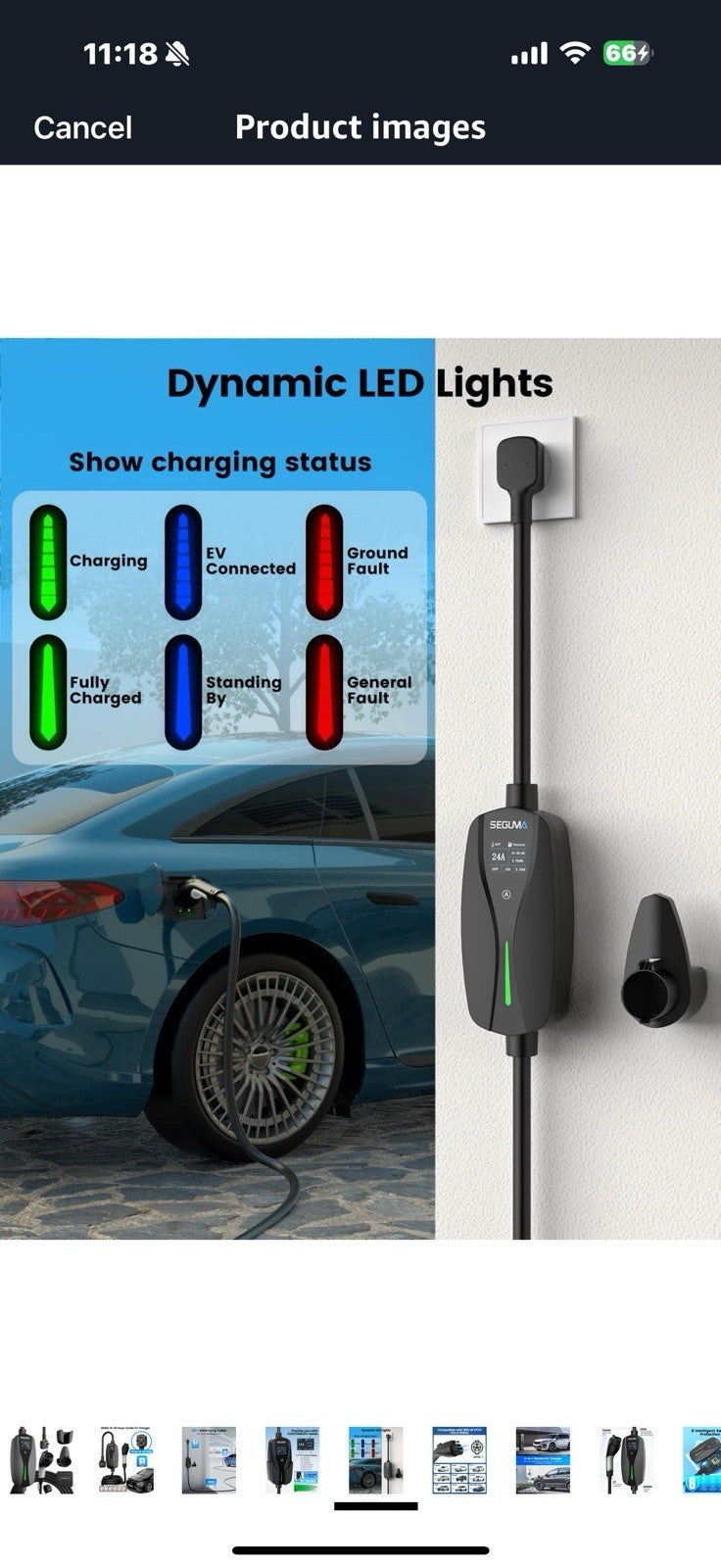 NEMA 14-30 Level 2 EV Charger, Electric Vehicle Portable Charger with 24A 240V