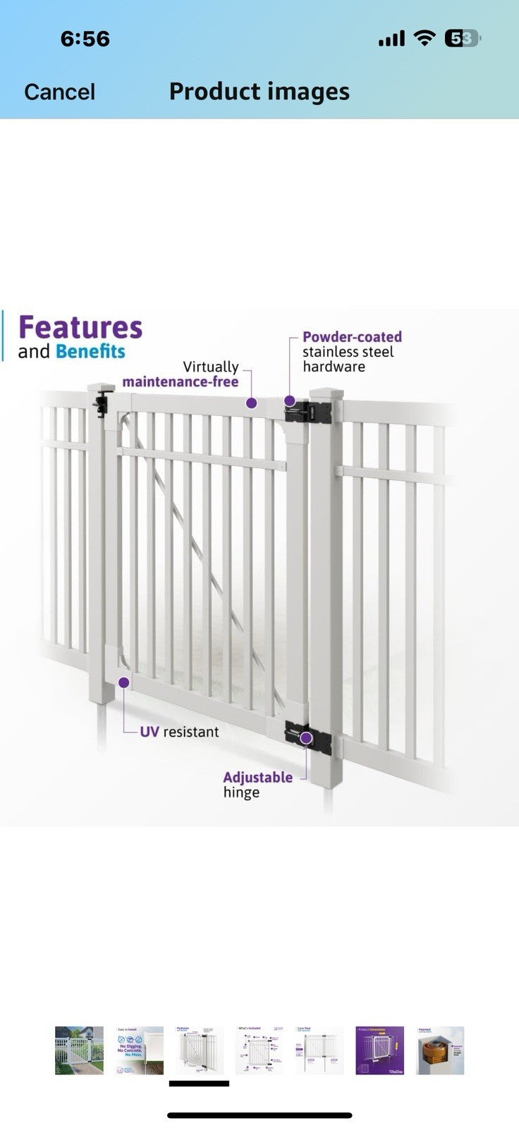 5ft H x 4ft W (1 Gate) No Dig WamBam Windsor Gate Kit, White Vinyl Picket