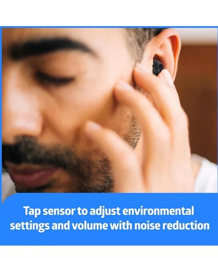 Medline Rechargeable OTC Hearing Aids, Black, in-The-Ear, 4 Environmental 