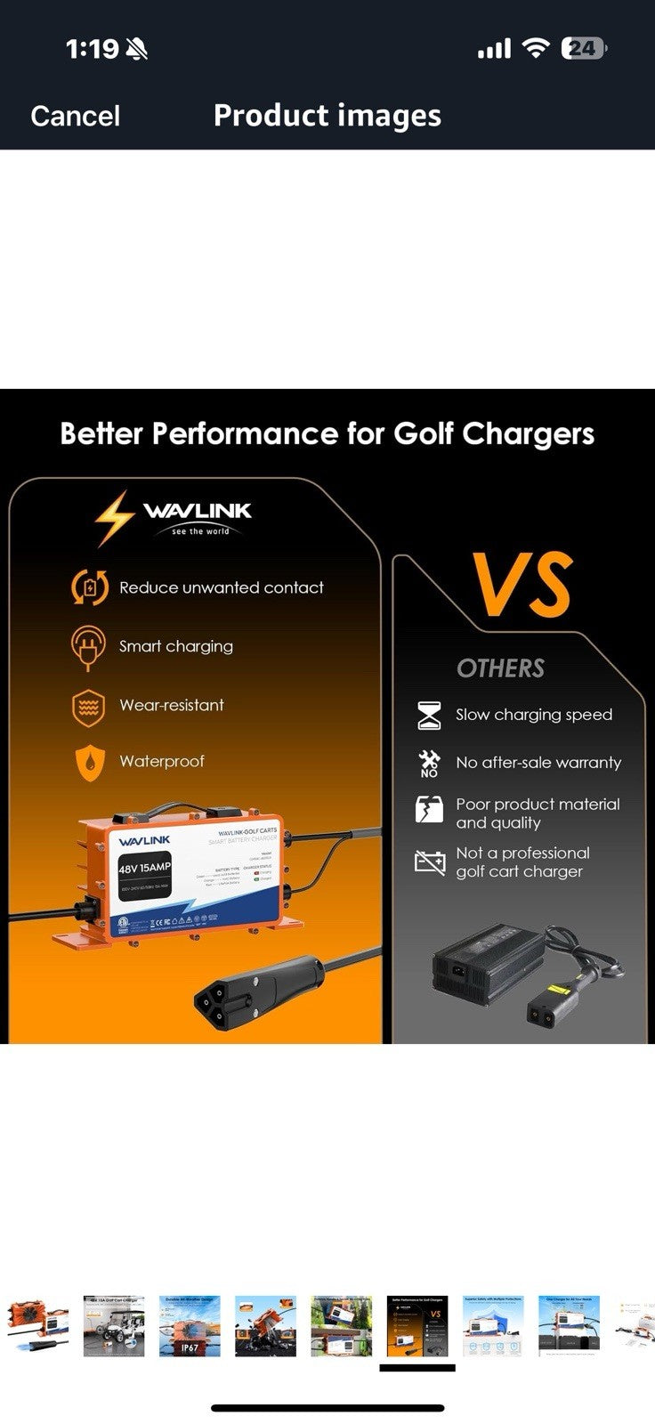 WAVLINK Golf Cart Charger, GS950C - 48V 15A Max, 810W Output,
