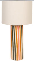 Creative Co-Op Multicolor Stripe Stoneware Table Lamp with Linen Shade