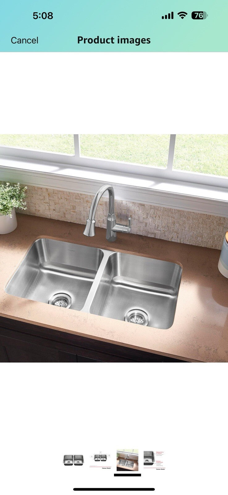 American Standard 18DB.321800S.075 Danville 32" x 18" Double Bowl Kitchen Sink