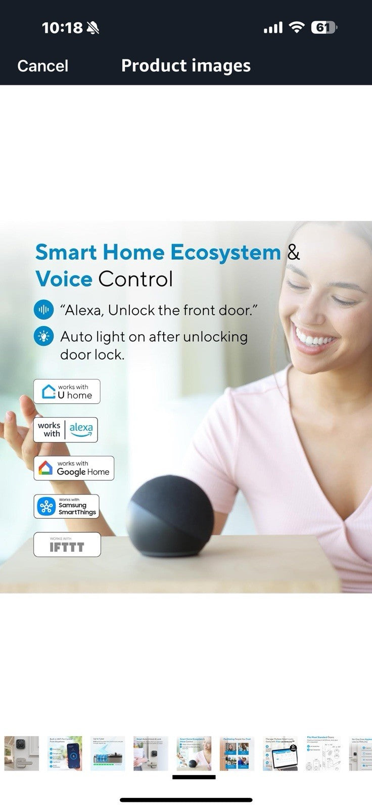 ULTRALOQ Bolt Fingerprint Smart Lock with Handle Lever Set, Built-in 