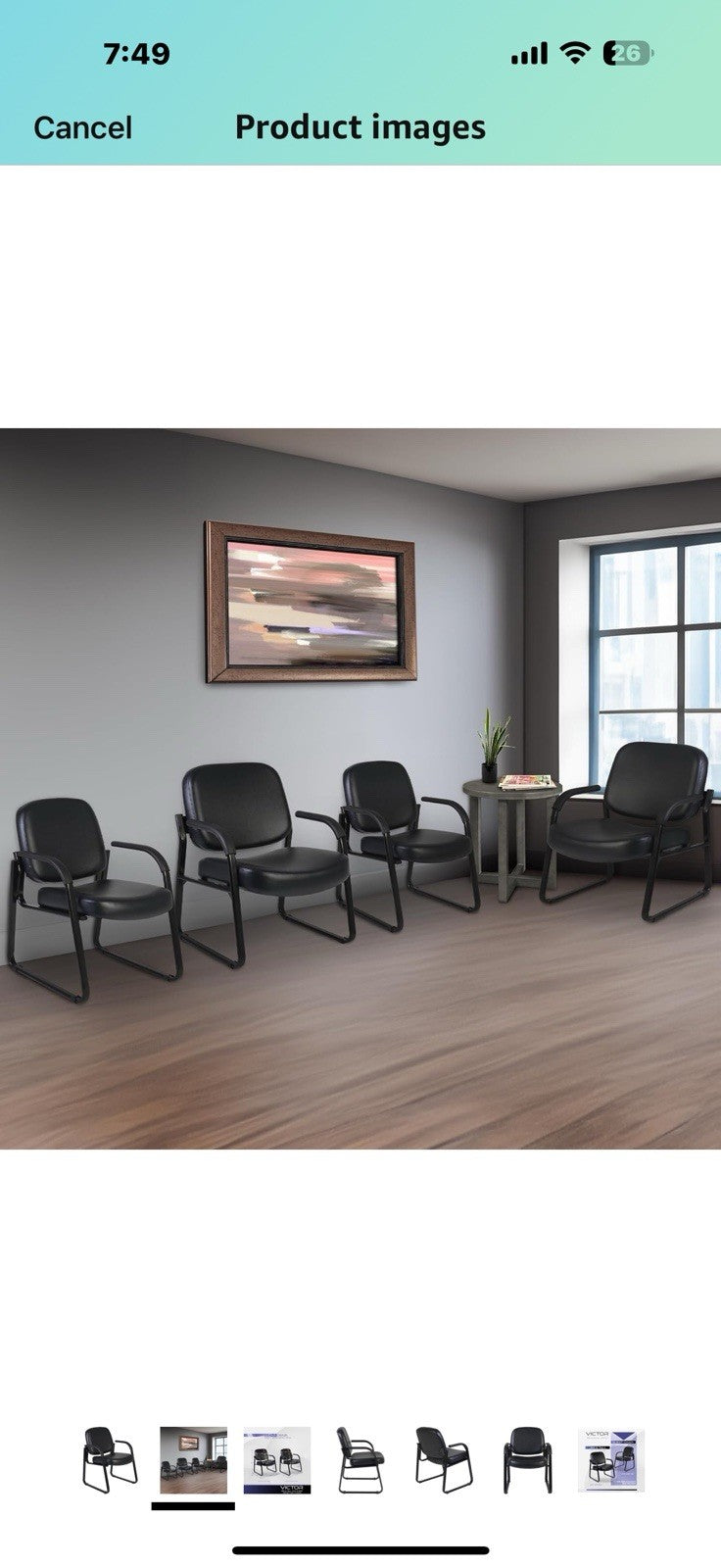 Romig Victor Guest and Reception Chair with Arms, Vinyl - Black