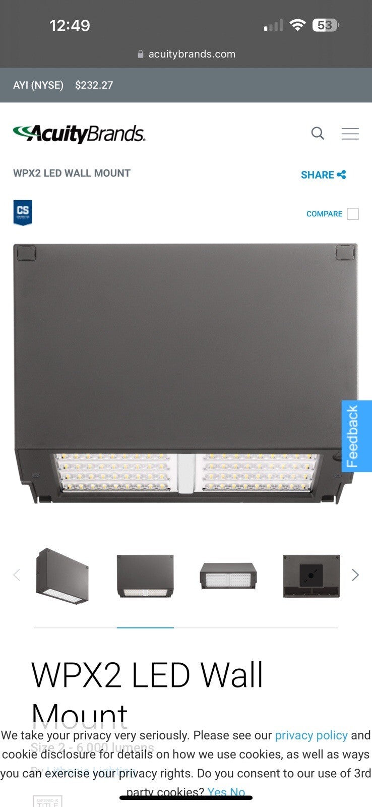 Lithonia Lighting Outdoor WPX2 LED 4000K