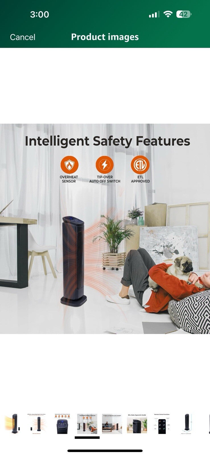  Comfort Zone Space Heaters for Indoor Use, 30 inch, Remote Control