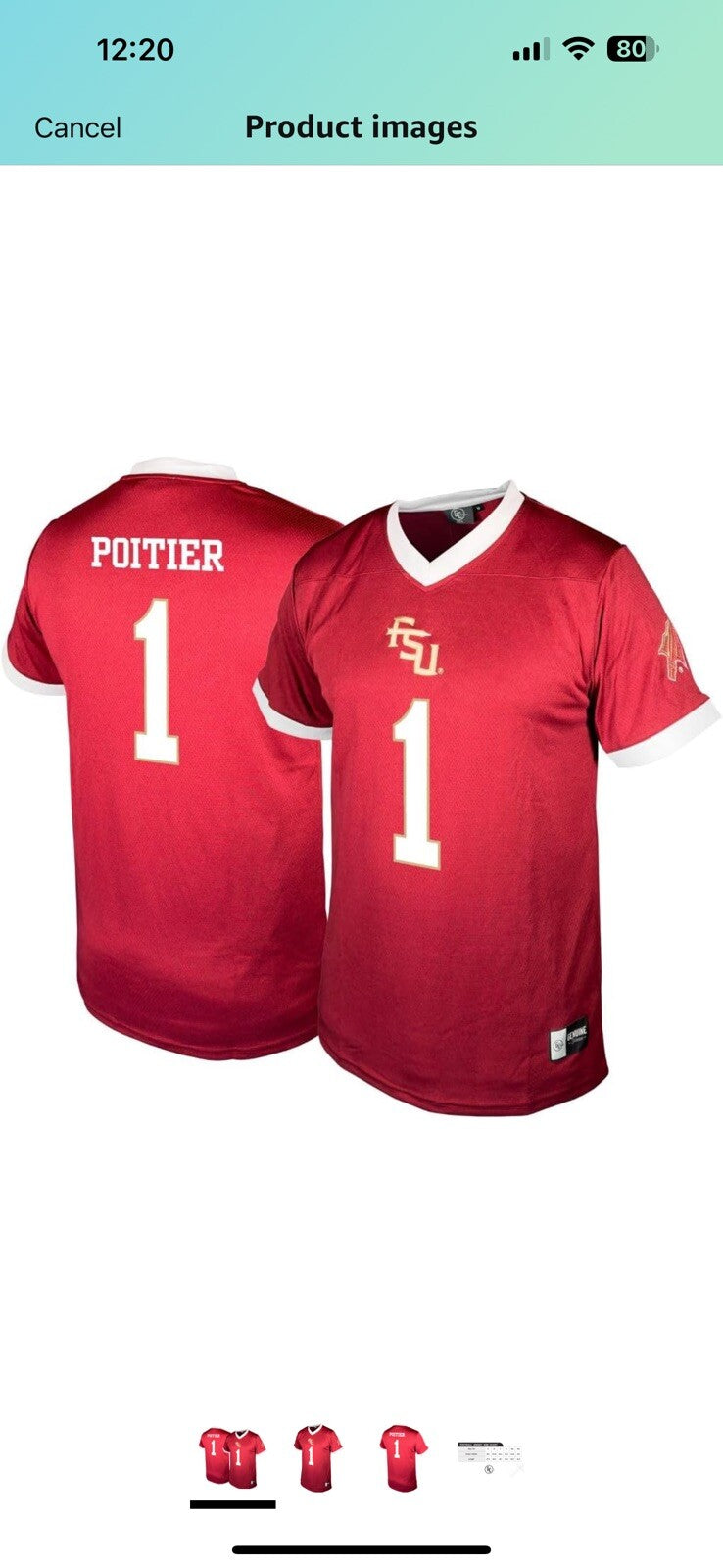 NCAA Mens Florida State Seminoles Football  Kentron Poitier X Large 