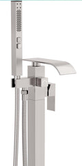 BESy Tub Filler Freestanding Bathtub Faucet Brushed Nickel Floor Mount 