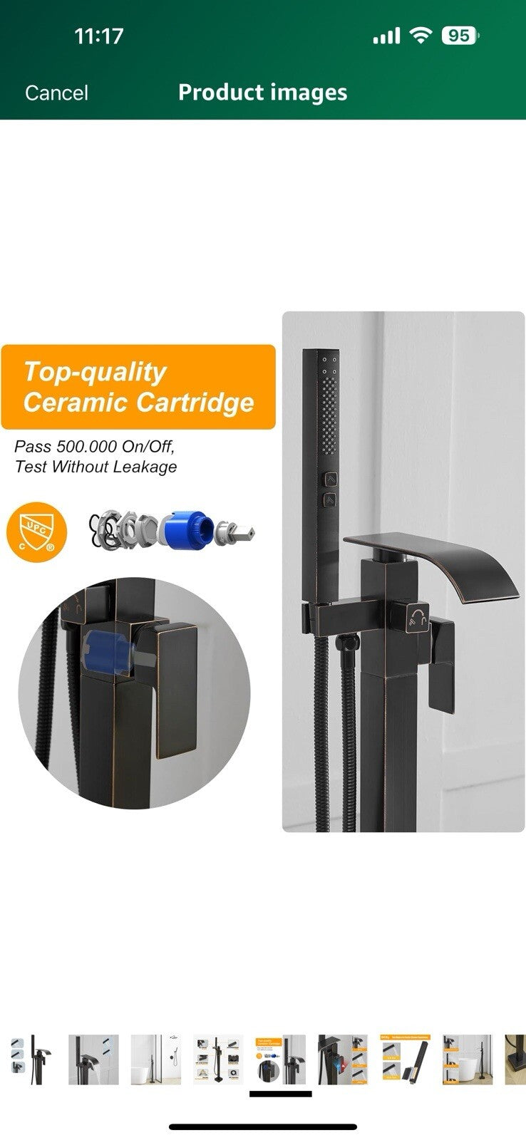 BESy Freestanding Tub Faucet Oil Rubbed Bronze Floor Mounted Tub Filler