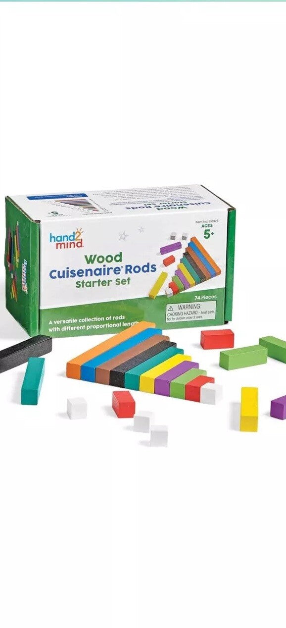 hand2mind Wooden Cuisenaire Rods Classroom Set, Fraction Bars, Montessor